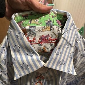 Robert Graham Blue and White Striped Dress Shirt